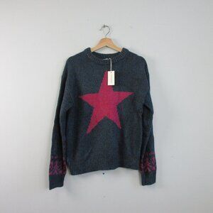 Sundance Women's Star Guide Sweater S Blue Crewneck Acrylic Blend Soft Cozy 474